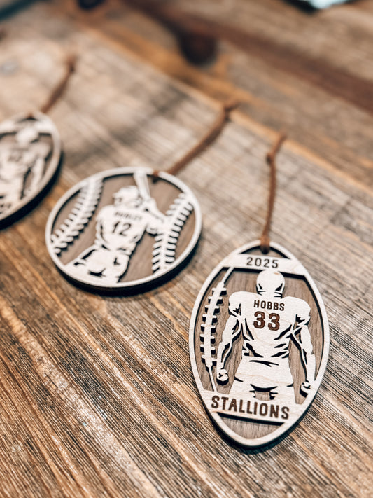 Custom Sports Player Ornament, Football Player Ornament, Baseball Player Ornament, Team Gift, Sports Team Ornament